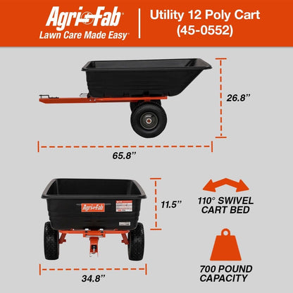 16 cu. ft. Heavy-Duty Steel Tow-Behind Dump Cart with 800 lb Load Capacity