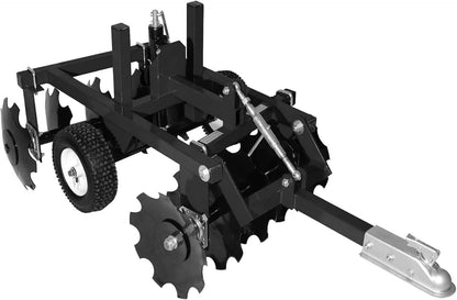4-Foot Tow-Behind Disc Harrow with 16 Notched 16-Inch Steel Discs and Concrete-Block Weight Tray