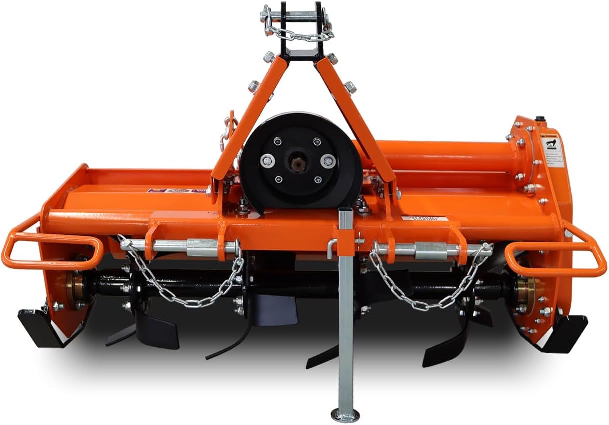 36-Inch Rear PTO Rotary Tiller Attachment for Garden Tractors with Slip-Clutch and 7-Inch Tilling Depth