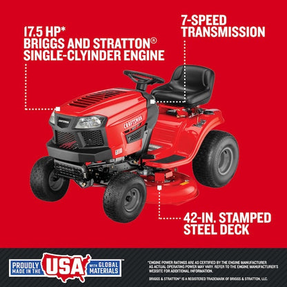 Craftsman T110 42" Riding Mower – 17.5 HP Briggs, 7-Speed