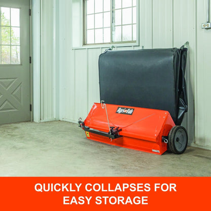 44-Inch Tow-Behind Lawn Sweeper with 25 cu. ft. Mesh Hopper and Ground-Driven Brushes