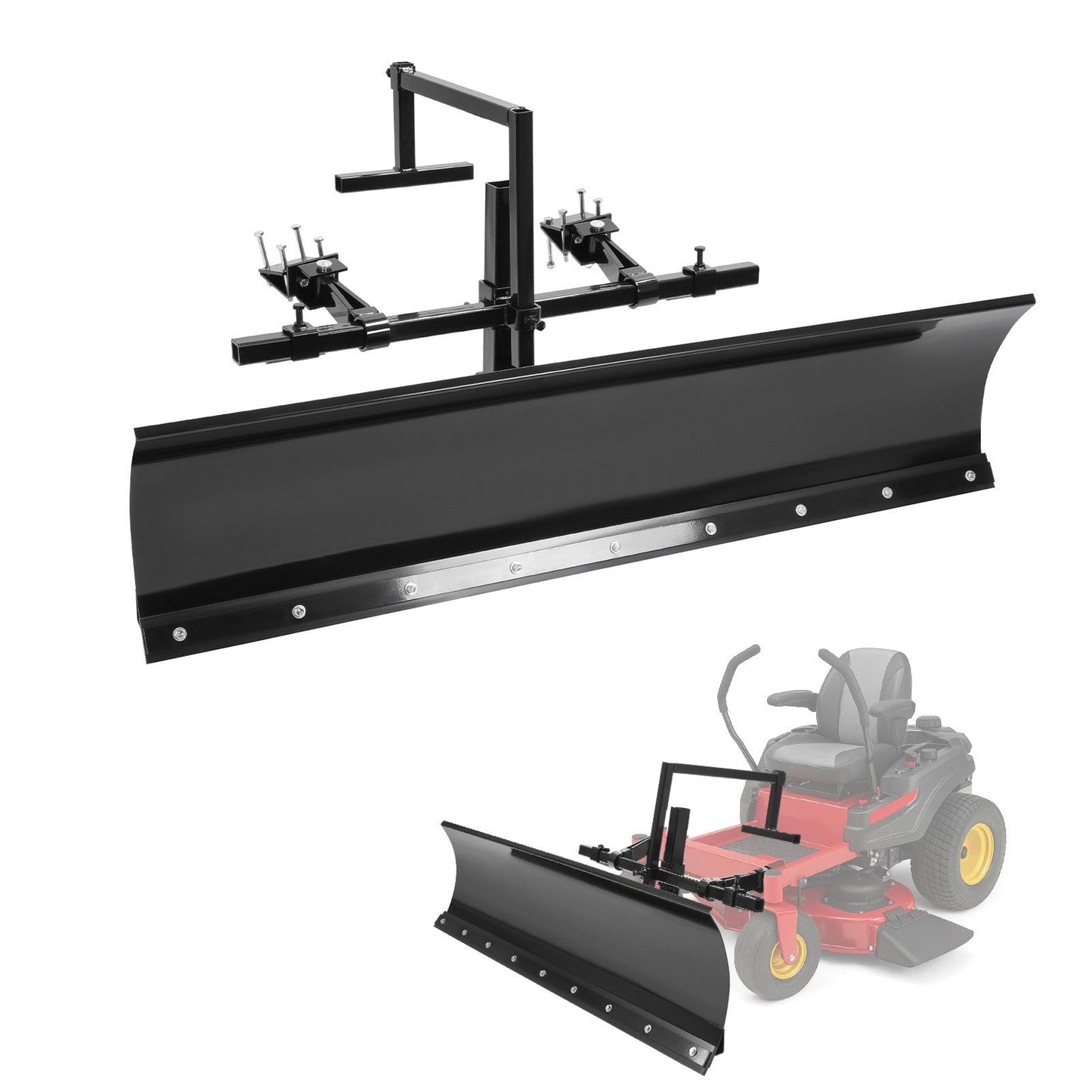 60-Inch Heavy-Duty Front Snow Plow Blade with Hydraulic Angle, Hydraulic Lift and Spring-Trip Return